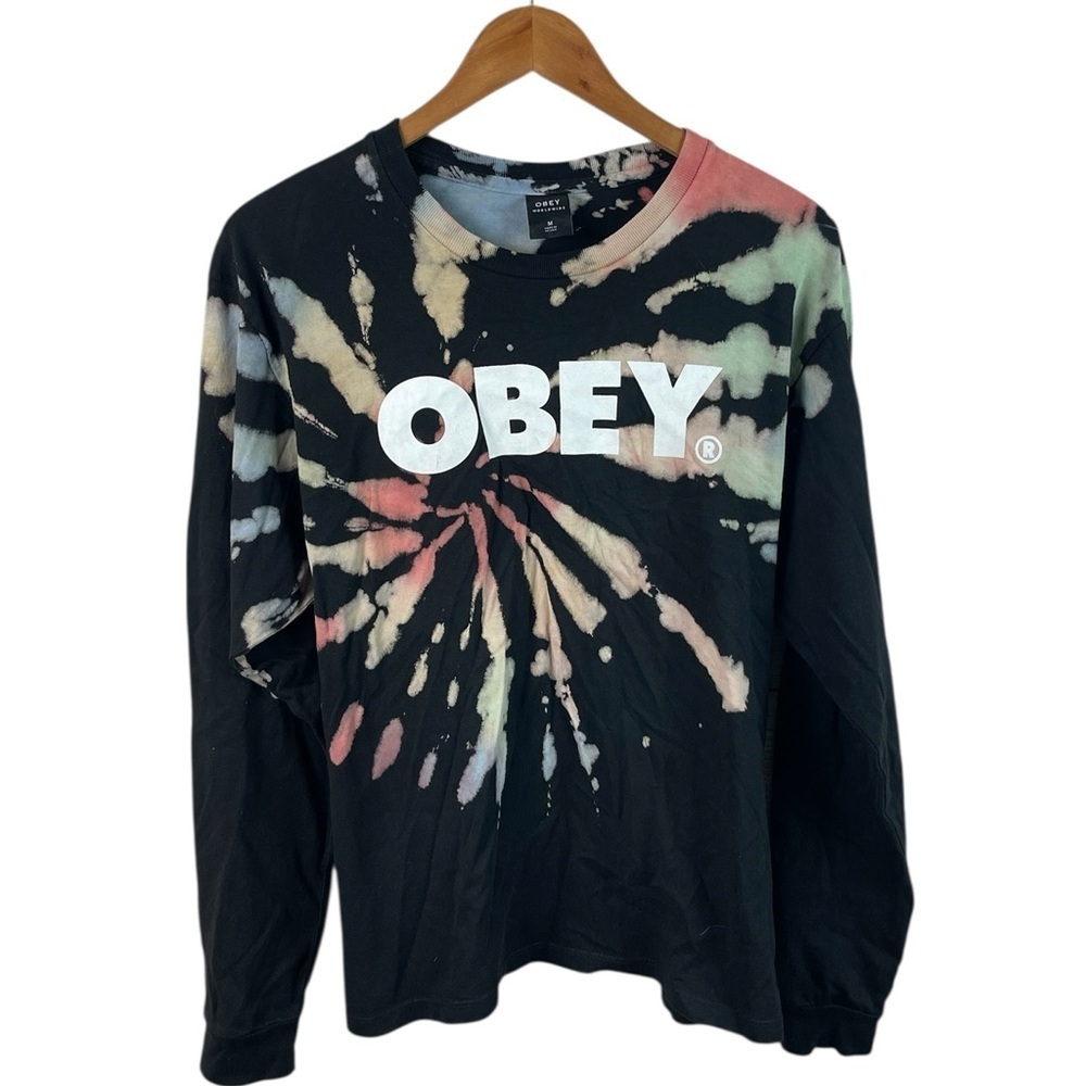 LS352 Men’s OBEY Worldwide Skater Brand Tie Dye LS Graphic T Shirt M